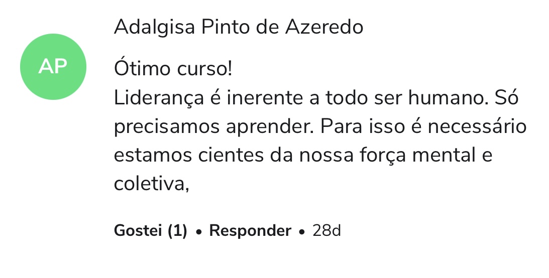 Depoimento de aluno 3 do curso O Novo Líder